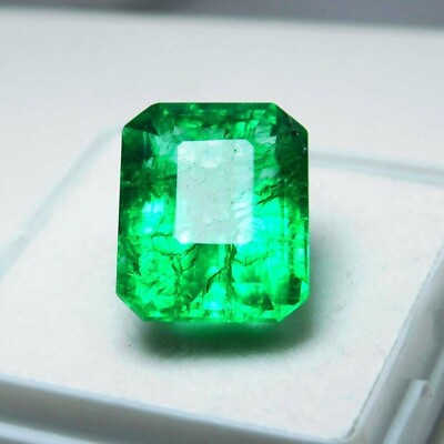 #ad 8 Ct Natural Rare Emerald Cut Colombian Green Emerald Certified Loose Gemstone $15.57