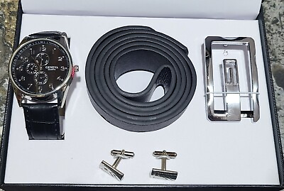 #ad Men#x27;s Birthday Christmas Anniversary Gift Wrist Watch Set With Belt amp; Cuff Links GBP 17.90