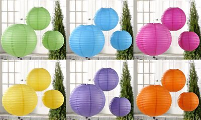 #ad Hanging Paper Lanterns Set of 18 Iron Frame Party Decorations 6 Colors 3 Sizes $34.99