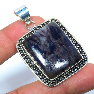 #ad Natural Sodalite Minas Gerais 925 Sterling Silver Plated Pendant 1.95quot; S1969 $15.00