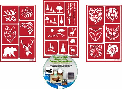 #ad Wild Animal Stencils Reusable 3 Pack: Deer Elk Fish Eagle Wolf Bear Lio $21.99