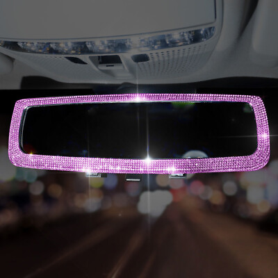 #ad Rear View Mirror Rhinestones Crystal Car Interior Trim Decoration Universal Chic $20.87
