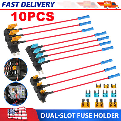 #ad 10pc 12V Car Add a Circuit Fuse Adapter w Standard amp; Mini Tap Blade Fuse Holder $10.48