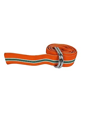#ad Vtg Polo Ralph Lauren Orange Green Blue Striped D Ring Ribbon Belt USA Medium $24.96