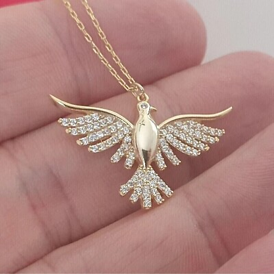 #ad 2Ct Lab Created Diamond Eagle Pendant For Women#x27;s 14K Yellow Gold Plated $97.49