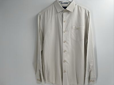 #ad Tommy Bahama Mens Long Sleeve Button Up Shirt White Silk Cotton Measured $19.99