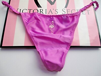 VICTORIA#x27;S SECRET VERY SEXY V String Thong Panty M L XL Purple Dangling Flamingo $19.99