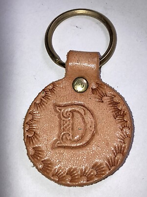 #ad KEYCHAIN Leather Letter D Round $14.95