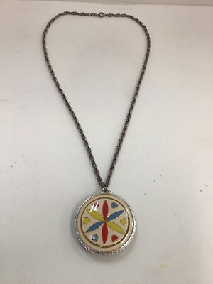 Vintage Pennsylvania Dutch Hex Pendant Necklace Two Sided Silver Tone $16.00