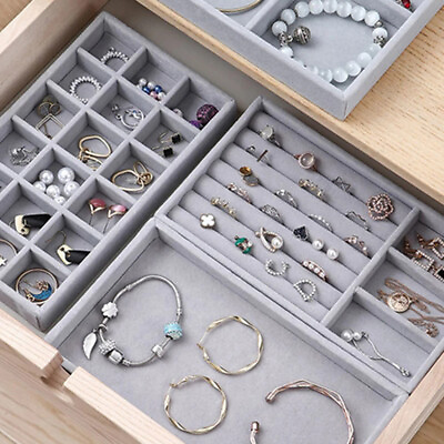 Fashion Portable Velvet Jewelry Storage Tray Ring Necklace Display Box Holde^C $8.87