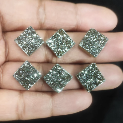 #ad Titanium Coated Agate Quartz Gemstone Square Drusy Natural 5 Pcs Lot 19 MM $280.70