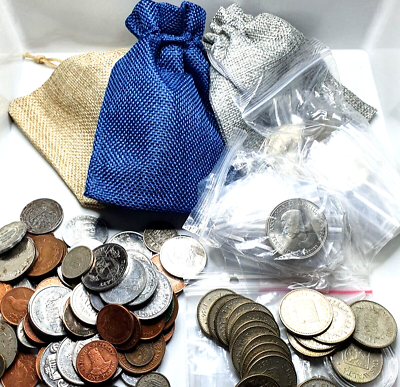 #ad COIN GRAB BAG International World SILVER and OLD Coins Fun Collector Gift $44.65