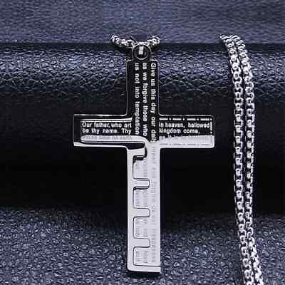 #ad New Christian Jesus Cross Necklace Chain for Men Stainless Steel Pendent Jewelry $10.25