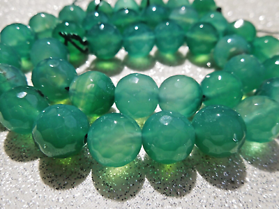 #ad AAA Real Green Faceted Round 38 Beads 10mm 15quot; Strand 260 carat Free Ship $59.93