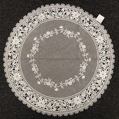 #ad 33quot; Round Wedding Bridal White Silver Rhine Stone Embroidery Organza Tablecloth $18.00