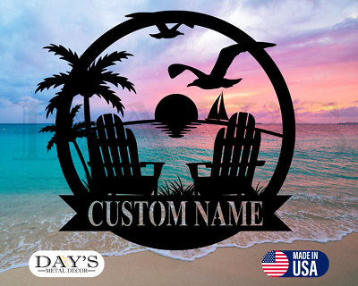 #ad Tropical Themed Personalized Metal Sign Outdoor Metal Sign Beach House $112.60