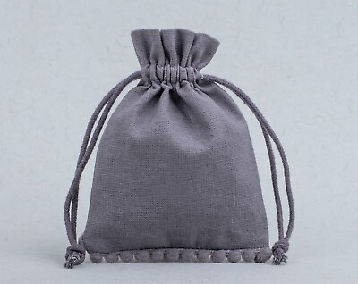 #ad 200 Pcs Gray Cotton Wedding Favor Bag Handmade Drawstring Jewelry Gift Pouch3x4quot; $159.00