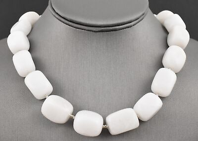 #ad 21quot; Semi Faceted Natural Snow Quartz amp; Sterling Silver Chunky Necklace $36.00