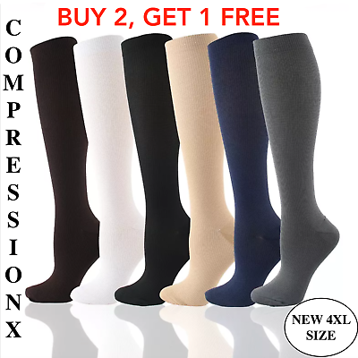 Compression Socks Stockings 20 30 mmHg Medical Knee High Mens and Women#x27;s S 4XL $6.97