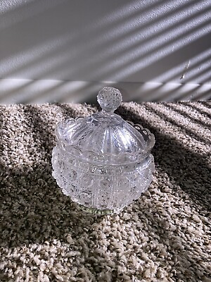 #ad Antique Cut Glass Dish With Lid Perfect Condition $80.00