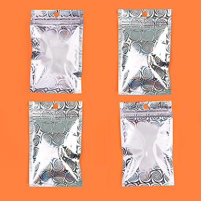 #ad 100 Flat Clear Silver Swirl Metallized Foil Resealable Zip Bags Select Size $59.99