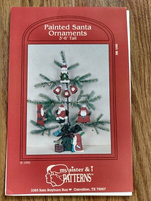 #ad Painted Stuffed Fabric Santa Craft Sewing Pattern Vintage Christmas Decorations $15.75