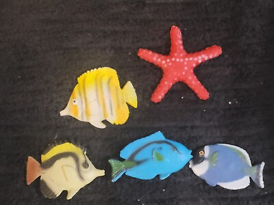 #ad 5 Pcs Vivid Lovely Plastic Fish Toys Plastic Fish for Kids $7.99