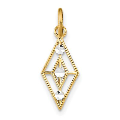 #ad 14k Two Tone Gold Diamond Cut Diamond Shaped Charm Pendant $56.99