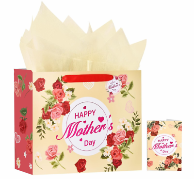 #ad 13quot; Mothers Day Gift Bags with Greeting Card and Tissue Paper for Woman Moms G $11.25