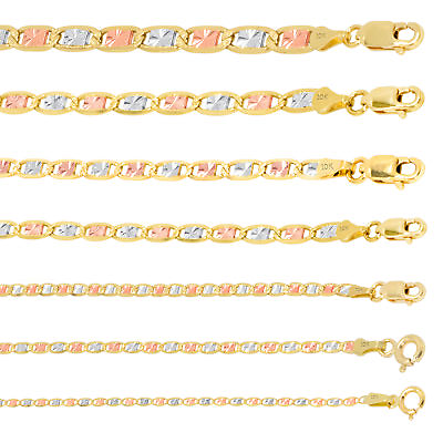#ad 10K Tri Color Gold 1.5mm 5mm Valentino Mariner Anchor Chain Necklace 16quot; 26quot; $63.27
