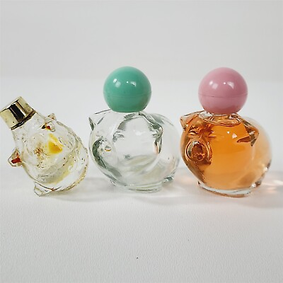 #ad 3 Vintage Avon Pig Glass Perfume Bottles Vanity Roses Roses Hawiian White Ginger $24.95