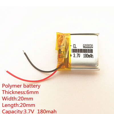 #ad 3.7V 180mAh LiPo Polymer Rechargeable Battery For Toys Camera Eerphone 602020 C $12.99