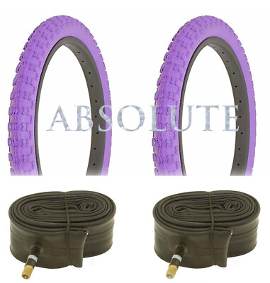 #ad PAIR OF ALL PURPLE BICYCLE DURO BMX TIRES W TUBES IN 18 X 2.125 COMP III TREAD. $46.99