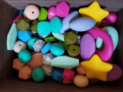 #ad 1000 Pcs Bulk Silicone Beads Random Assorted Colors Hexagon Round Oval Etc $150.00