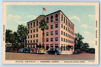 #ad Marianna Florida Postcard Hotel Chipola Exterior Building c1948 Vintage Antique $9.95