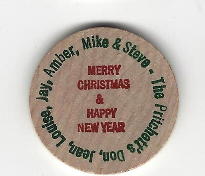 #ad Merry Christmans amp; Happy New Year From the Pritchett#x27;s Buffalo Wooden Nickel $4.95