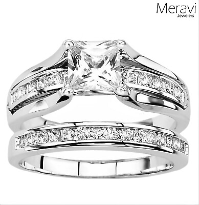 #ad 🔥Solid 925 Sterling Silver Women Wedding Band Princess CZ Engagement Ring NEW $35.95