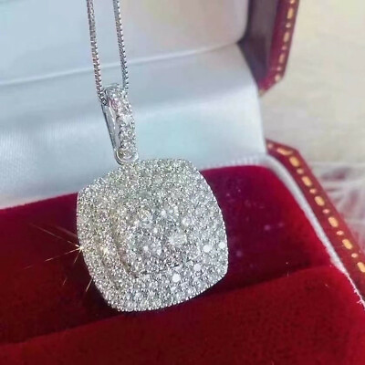 Fashion Jewelry Cubic Zircon 925 Silver Filled Necklace Pendant Wedding Gift C $3.65