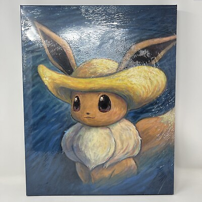 #ad Pokemon Center Exclusive Van Gogh Museum Eevee W Straw Hat Canvas 16x20 SEALED $161.46