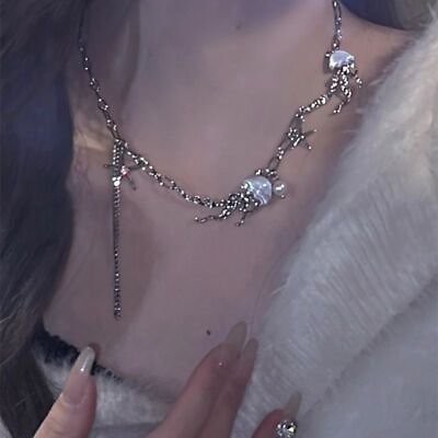 #ad Jellyfish Pendant Necklaces Steel Link Chain Necklace Women Fashion Jewelry 1p $20.39
