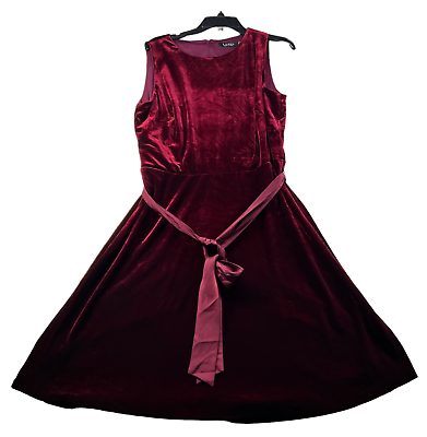 #ad Lauren Ralph Lauren Dress Womens size 14 Burgundy Velvet Soft Sleeveless New $64.99
