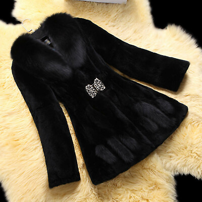 #ad Women Outwear Ladies Winter Warm Faux Fur Coat Plush Jacket Overcoat Plus Size $51.34