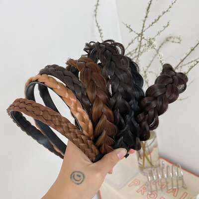 #ad Womens Braided Synthetic Plaited Hair Headband Hair Band Hoop Elastic Headwear✔ $2.48