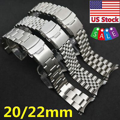 #ad Steel Bracelet Watch Band Curved End Links Polished 20 22mm for Seiko SKX007 009 $15.29