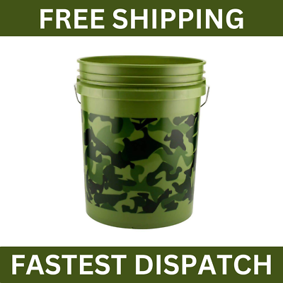 #ad #ad Green 5 Gal Camo Pail Camouflage 5 Gallon Bucket for Mixing Paint and Gardening $6.20