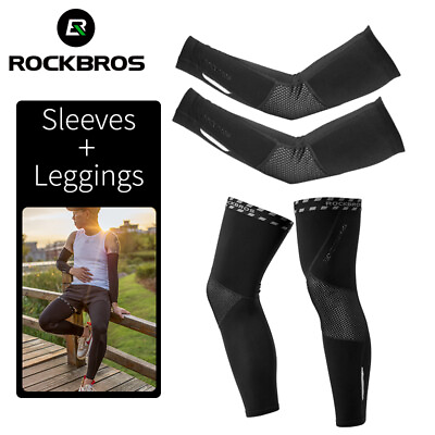 #ad ROCKBROS Cycling Fleece Warm Arm Sleeves amp;Leg Covers Breathable Sports Fitness $13.99
