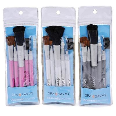 #ad 3 SPA SAVVY COSMETIC BRUSH MAKEUP BRUSHES 5 PIECE SET ASSORTED BLUSH FOUNDATION $10.95