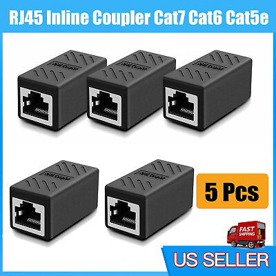 #ad 1 5PACK RJ45 Inline Coupler Cat6 Cat5e Ethernet Network Cable Extender Connector $4.59