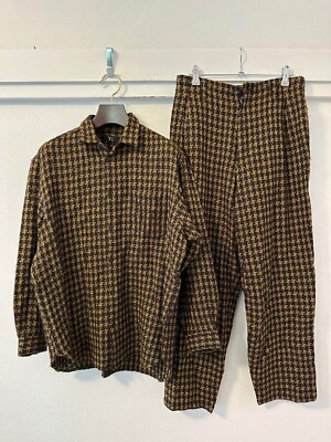 #ad Y#x27;s Yohji Yamamoto Shirt Pants Set Wool Houndstooth Check Matching cloth $384.00