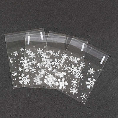 100pcs Clear Candy Christmas Party Gift Cellophane Cello Bags Self Adhesive HOT $8.12